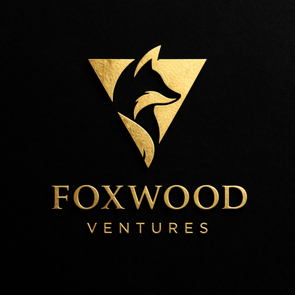 Foxwood Ventures — gold fox emblem and lettering on black